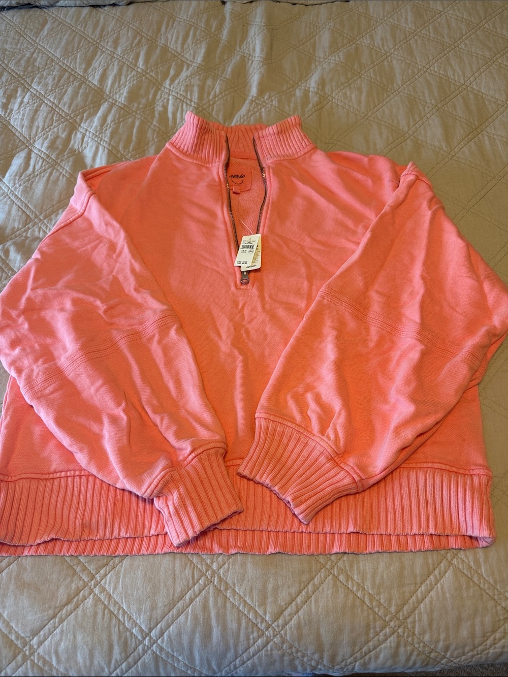 Aerie Orange Quarter-Zip Sweatshirt size medium. Never worn with tags